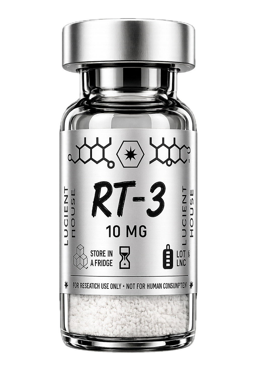 RT-3 10mg research peptide vial by Lucient House